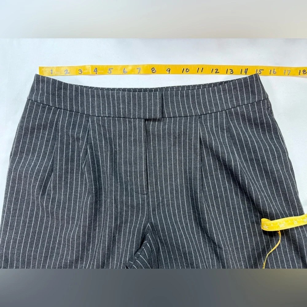 OPEN EDIT Gray pinstriped wide leg pleated front pants size S - Picture 14 of 16